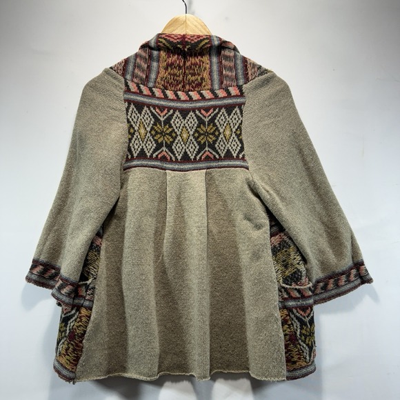 Free People Sweater Womens XS Wool Blend Boho Fuzzy Fair Isle Cardigan Pullover - Picture 12 of 12